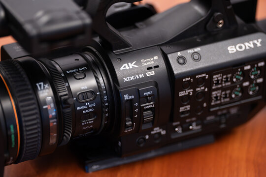 Bucharest Romania 24 March 2026.High-end Sony PXW-Z280 professional 4K camcorder designed for broadcast, documentary, and news production.