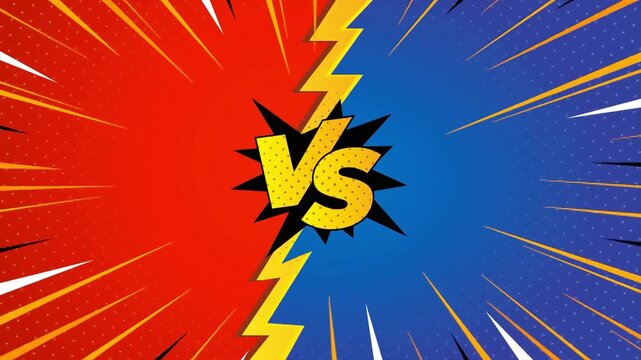 versus concept with red and blue background.