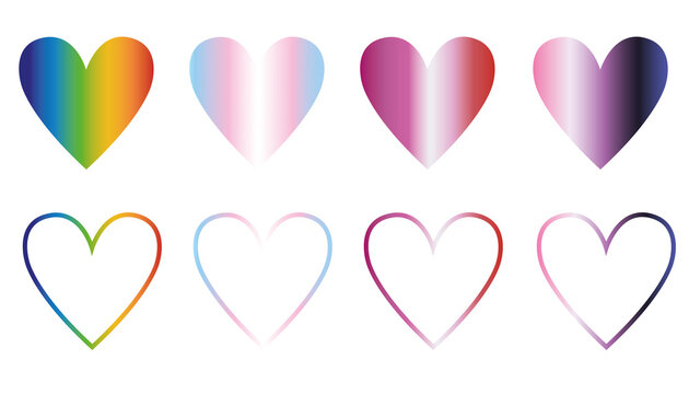Heart in LGBTQIA+ pride flag colors - isolated on transparent background