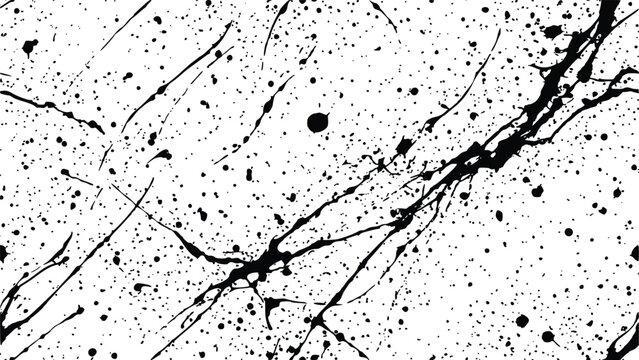 abstract black ink splatter texture background featuring artistic paint drips and messy spray drops pattern