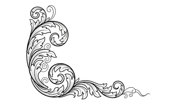 Elegant Swirl Ornament, Baroque Flourish Design, Vintage Decorative Element