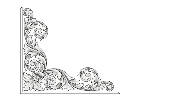 Ornate Corner Flourish, Victorian Scrollwork, Elegant Decorative Element