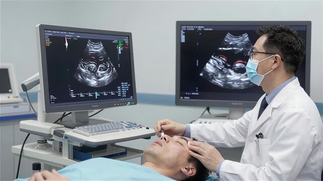 Medical Ultrasound Examination with Doctor and Patient Interaction