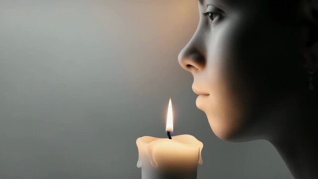 Watching light from a candle while keeping focus on peaceful thoughts and feelings