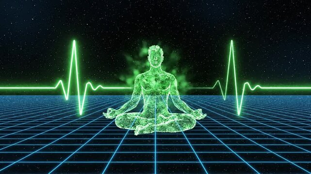 Digital Meditation and Health Monitoring with EKG Waveform and Grid.