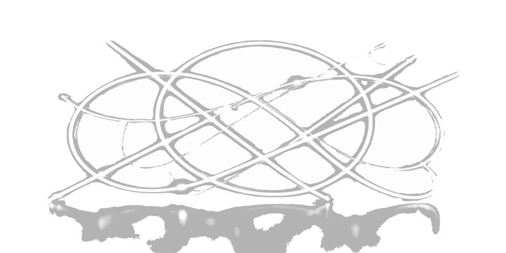 A 3D vector illustration of a World War II globe on a white background featuring a wire technology pattern and circular motion lines for a conceptual art design