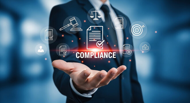 Compliance in Hand: An image portraying the concept of adherence to rules and regulations, highlighting the importance of legal and ethical conduct.
