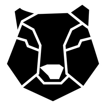 black racon head mammal animal glyph solid icon illustration vector