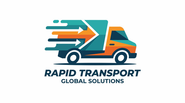 This logo showcases a dynamic delivery van in motion, symbolizing speed and reliability in transportation. Perfect for logistics and freight companies focused on global solutions.