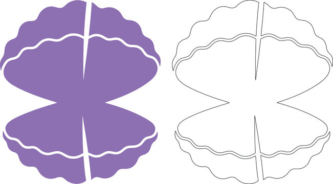 Shell clam silhouette open sea ocean