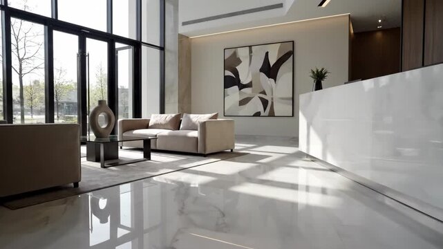 Contemporary lobby for corporate reception