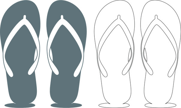 Gray flip flop sandals silhouettes