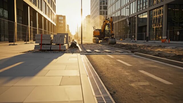 Urban road reconstruction infrastructure upgrade