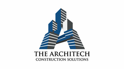 Obraz premium The logo captures the essence of modern architecture with its striking depictions of high-rise buildings, representing innovation and quality in construction solutions.