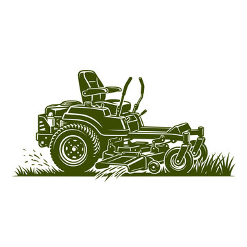 zero turn lawn mower vector illustration with grass 