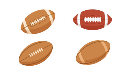 Fototapeta premium Illustration of american footballs in varying shades of brown and red