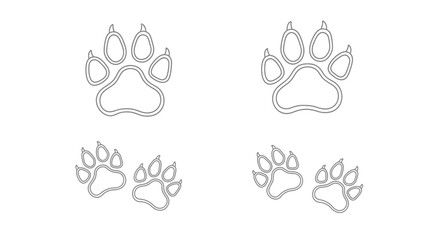 Fototapeta premium Simple black and white illustration featuring two sets of animal paw prints