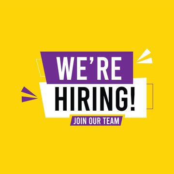 We are hiring join our team banner template on yellow background for recruitment social media post and job vacancy.