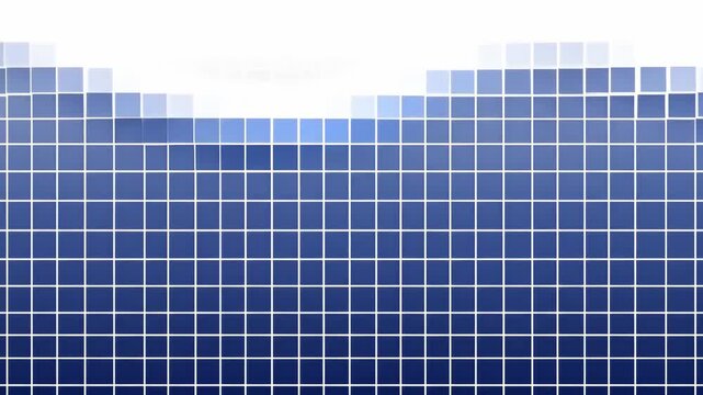 A serene ocean landscape transitions into a grid pattern in this calming