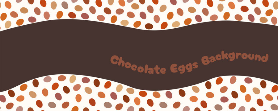 Wavy chocolate eggs vector background, cute simple design with copy space for banners, flyers and brochures