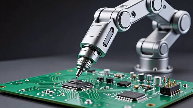 Robot arm assembling circuit board