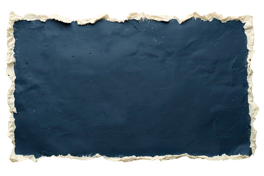Torn blue paper background with deckle edge isolated on transparent background, vintage old texture