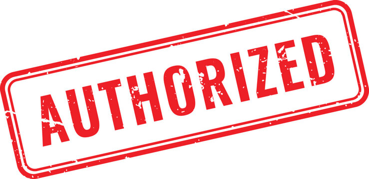 minimalist red outline authorized stamp design with slight distressed effects for clean document security needs