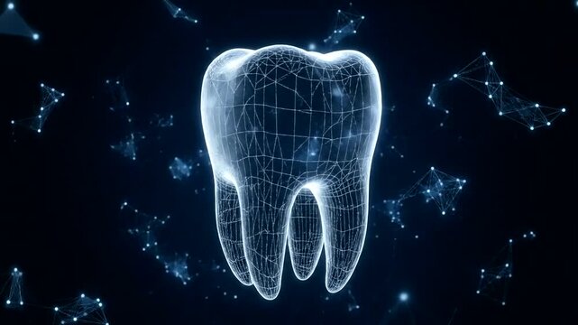 Digital Tooth Wireframe Dental Model.