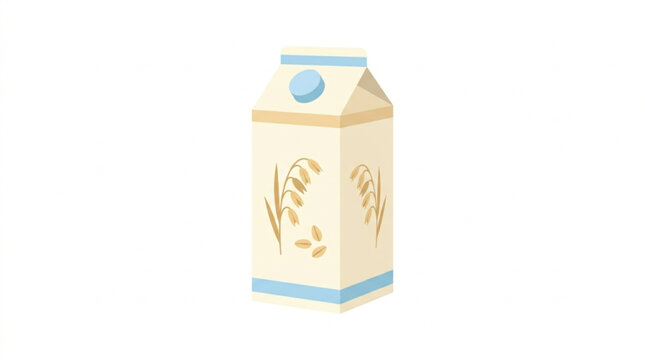 Oat Milk Carton Box Vector Illustration Flat Design