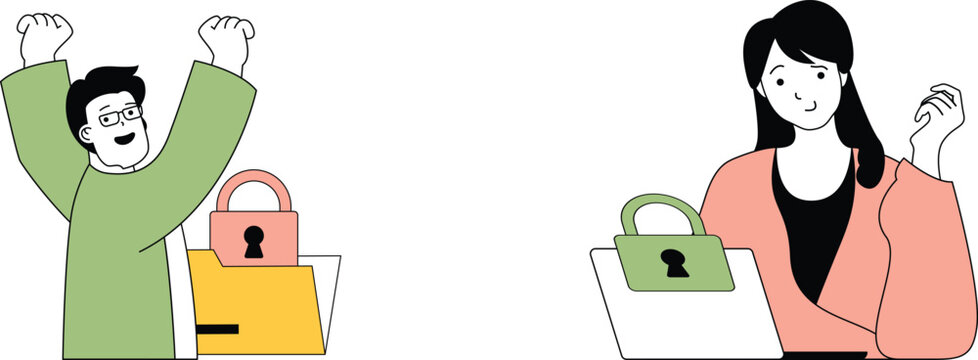 Celebrating secure transactions and cautious online shopping with digital locks