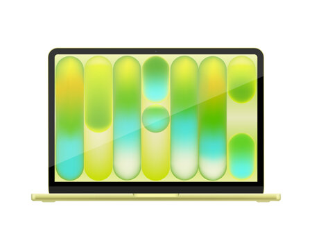 Detailed green notebook PC mockup. Front view isolated on transparent background. Vector illustration