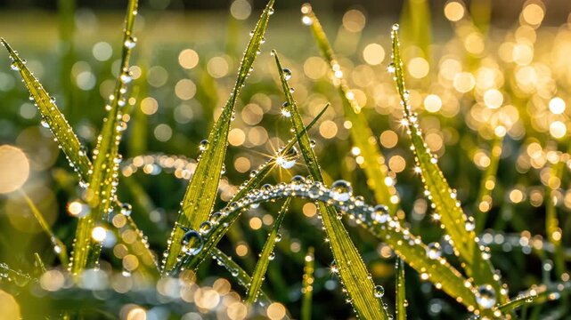 Morning dew on grass blades