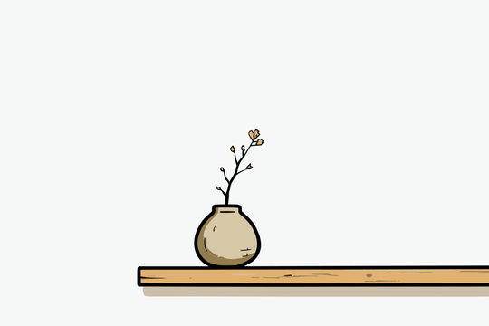 Serene Minimalist Wabi-Sabi Ceramic Vase Composition