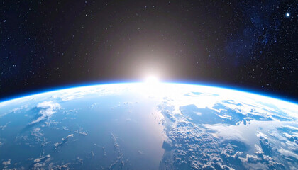 Obraz premium Earth Dawn from Space Generative AI