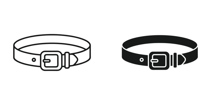 Belt Buckle Icon Set Accessory