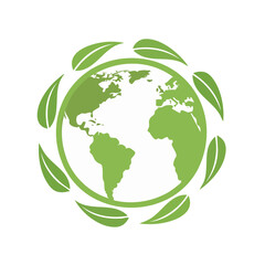 Fototapeta premium Green Planet Earth with Leaves Symbolizing Nature Conservation and Ecology