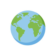 Fototapeta premium Stylized flat illustration of planet Earth showing continents and oceans
