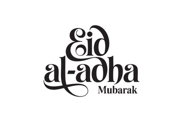 Obraz premium Eid al Adha Mubarak Typography Vector – Elegant Islamic Calligraphy Lettering for Bakrid