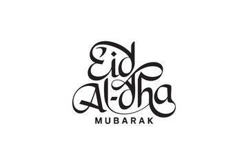 Eid al Adha Mubarak Typography Vector – Elegant Islamic Calligraphy Lettering for Bakrid © Jawarla