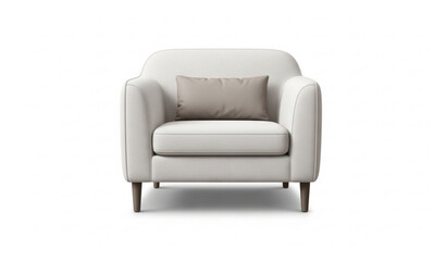 Modern armchair with light fabric and taupe cushion realistic furniture vector isolated on white background © SABBIRAHMAD