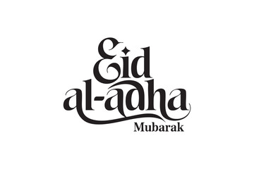 Naklejka premium Eid al Adha Mubarak Typography Vector – Elegant Islamic Calligraphy Lettering for Bakrid