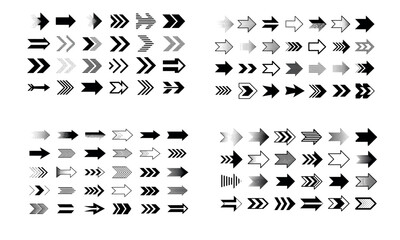 Fototapeta premium Arrow icons collection with various directions and styles for navigation and design isolated on white background
