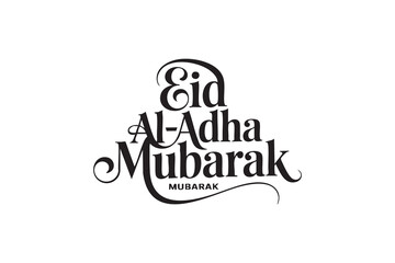 Fototapeta premium Eid al Adha Mubarak Typography Vector – Elegant Islamic Calligraphy Lettering for Bakrid