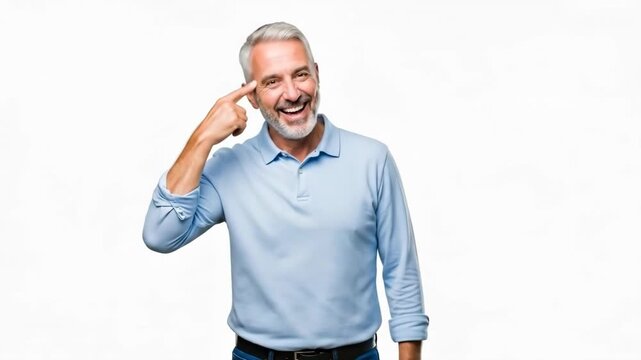 A man gesturing to his head in a moment of realization during a