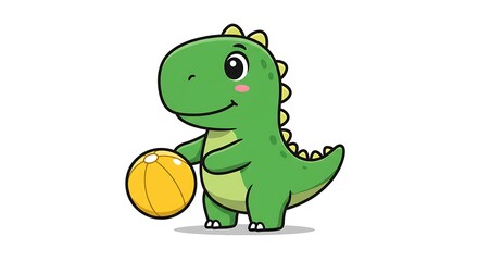 Fototapeta premium Cute dinosaur playing ball