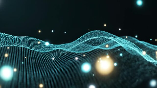 Abstract digital wave with glowing particles