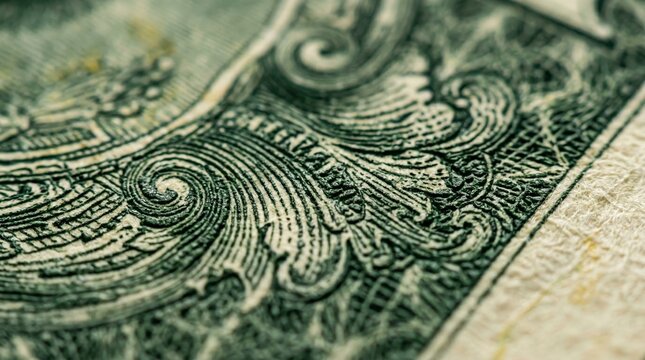 Intricate Green Engraving Pattern on Official Banknote Paper