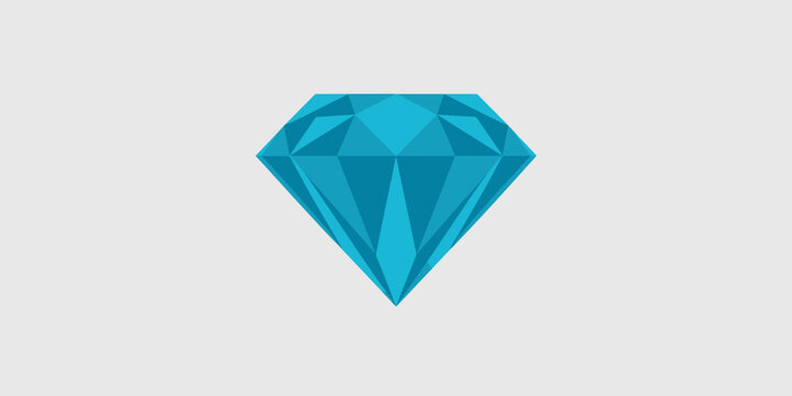A vibrant blue diamond gemstone illustration featuring geometric facets for luxury branding, wealth investment concepts, financial stability representations, jewelry marketing assets, digital graphic 
