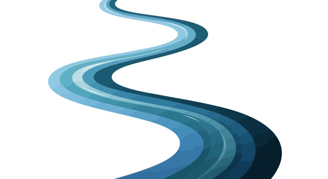 Abstract Winding Blue River Flow Graphic Design