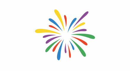 Fototapeta premium Colorful abstract explosion of lines and shapes on white background